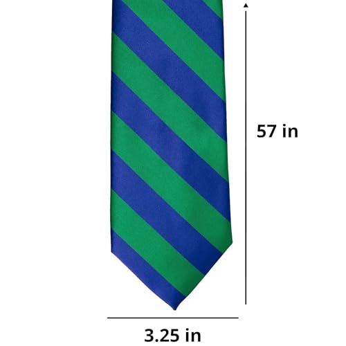 tiemart Men's Striped Tie Standard Length - color: Kelly Green and Royal Blue