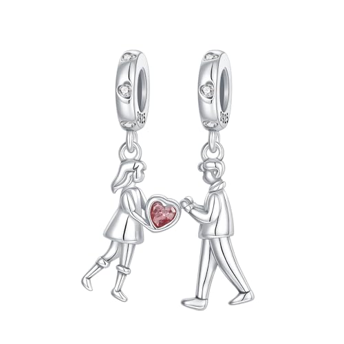 Family Love Mother Daughter Grandma Charm 925 Sterling Silver fits Bracelets Necklace Pendant Bead Charms Jewelry Gift for Women Family Friends - color: Forever Lovers Charms