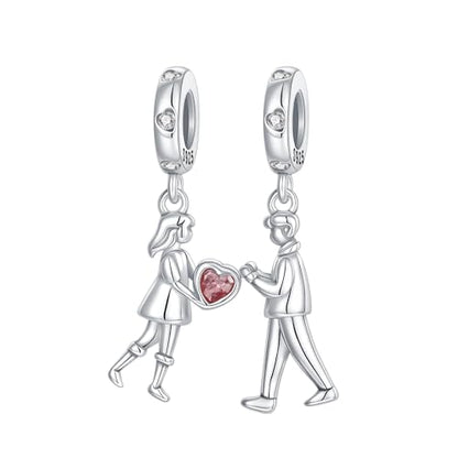 Family Love Mother Daughter Grandma Charm 925 Sterling Silver fits Bracelets Necklace Pendant Bead Charms Jewelry Gift for Women Family Friends - color: Forever Lovers Charms