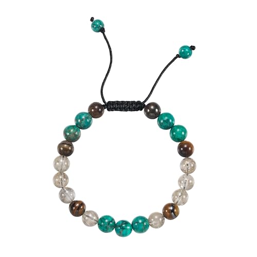 Natural Stone Beaded Bracelets for Women, 7 Chakra Healing Crystal Bracelet, 6mm/8mm Handmade Gemstone Stretch/Adjustable Bangle, Anxiety Relief Yoga Meditation Jewelry, Boho Amethyst Malachite Turquoise Bracelet Gift - color: Style 2