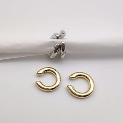 Ear Cuffs Non Piercing Aretes De Mujer Gold Chunky Earrings for Women Clip On Earrings Non Tarnish Gold Earrings Gifts Trendy Stuffers - color: 4PCS Silver Gold Huggie Ear Cuff