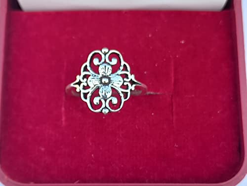 Floral Filigree Flower wide Handmade 925 Sterling Silver Finish Wide Band Ring For Women Christmas Gifts