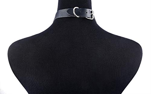Nipple Ring with Choker Necklaces Stainless Steel Nipple Rings Chain Heart Cat Head Punk Chokers for Women Nipple Barbell Piercing Jewelry - color: Black PU Leather Heart with Chain Style