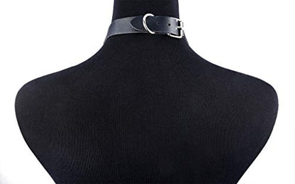 Nipple Ring with Choker Necklaces Stainless Steel Nipple Rings Chain Heart Cat Head Punk Chokers for Women Nipple Barbell Piercing Jewelry - color: Black PU Leather Heart with Chain Style