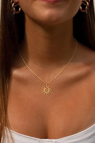 Lariat Necklaces for Women - Dainty Long Necklace Trendy 14K Gold Plated Hypoallergenic Layered Long Y-Shape Sunburst CZ T-Bar Pendant Drop Chain Necklace Set for Women Non Tarinsh Jewelry - style: sunburst-gd