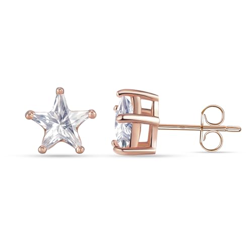 LeCalla 925 Sterling Silver Cubic Zirconia Stud Earrings for Women | Classic CZ Silver Earrings Jewelry | Birthday Anniversary Valentine’s Day Gift for Her, Wife, Mom - color: CZ Star