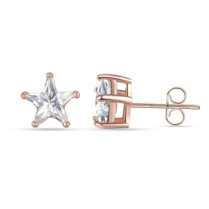 LeCalla 925 Sterling Silver Cubic Zirconia Stud Earrings for Women | Classic CZ Silver Earrings Jewelry | Birthday Anniversary Valentine’s Day Gift for Her, Wife, Mom - color: CZ Star