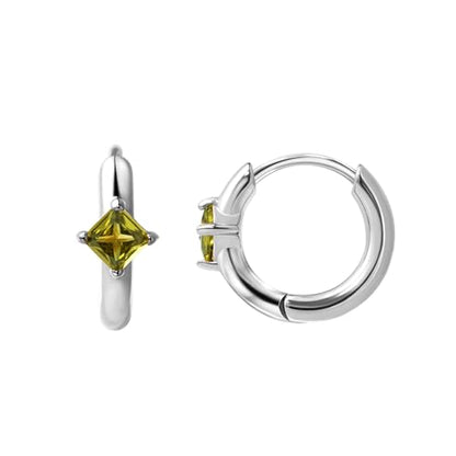 316L Surgical Steel Birthstone Hoop Earrings for Women | Lightweight, 5A Cubic Zirconia, Hypoallergenic, Lead & Nickel Free, 8mm Huggie Hoops - color: Silver: 08. August (Peridot)