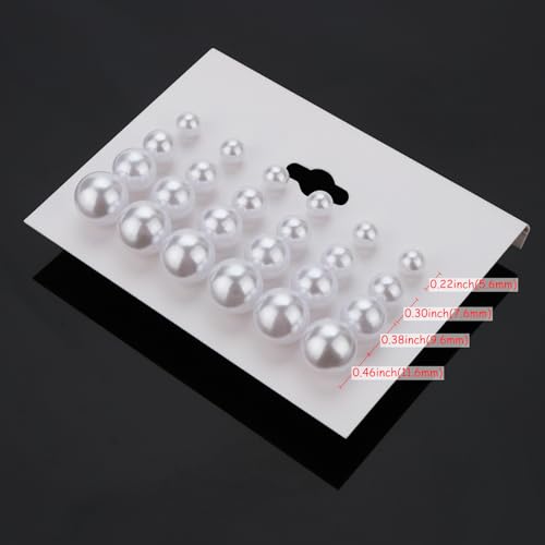 20 Pairs Stud Earrings Jewelry Set for Women Simulated Pearl Crystal CZ Set | Hypoallergenic, Trendy Bridal, Suitable for Weddings Birthdays Christmas Valentine's Day Gift Anniversary Mother's Day - color: 12 Pairs Earrings
