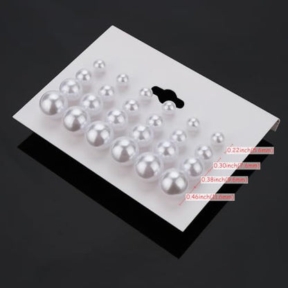 20 Pairs Stud Earrings Jewelry Set for Women Simulated Pearl Crystal CZ Set | Hypoallergenic, Trendy Bridal, Suitable for Weddings Birthdays Christmas Valentine's Day Gift Anniversary Mother's Day - color: 12 Pairs Earrings