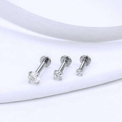 14G Lip Rings Stainless Steel Tragus Helix Conch Piercing Jewelry Snake Bite Piercing Monroe Lip Rings Labret Medusa Cartilage Lobe Earrings Studs Piercing Jewelry 6MM 8MM 10MM Silver 18PCS - color: 6MM 8MM 10MM-Silver,2mm/3mm/4mm CZ