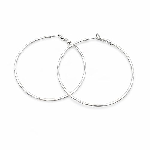 Hoop Earrings for Women, Hypoallergenic Stainless Steel Lightweight Thin Large Big Hoops Earrings Set for Women, Non Tarnish for Jewelry Gift 40MM - color: Silver-50mm