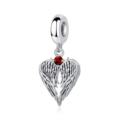 TCHYUN Spread Angle Wings Dangle Charm 12 Birthstone Bead for Pandora Bracelet Women Gift - style: Jan