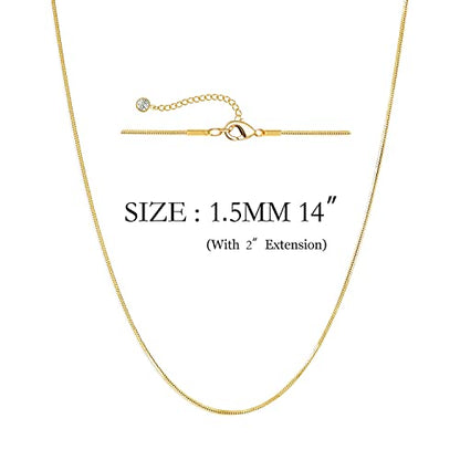 DEARMAY 14K Gold Plated Herringbone Necklaces for Women, Dainty Gold Snake Choker Chain Non Tarnish Trendy Simple Thin & Chunky Options Neckalce 1.5/3/5/6/8mm Chain Jewelry for Gifts - color: 1.5MM 14"-GD Herringbone Necklace