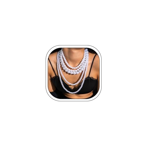 Long Pearl Beaded Necklace Layered Big Small Beads Pearl Necklaces Multi Strand Pearls Necklaces for Women Trendy Jewelry Gift - color: A