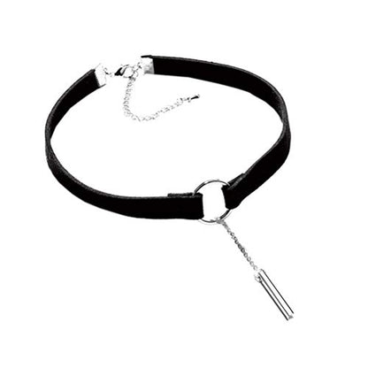 PAURO Women's Black Velvet Ribbon Choker Necklace for with Gold/Silver O | Stainless Steel,Classic Charm Jewelry - color: Rectangle-Silver