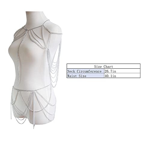 Sexy Body Chain Set Layered Necklace Bra Waist Chain Summer Fashion Bohemian Jewelry Suit for Beach Party Holidy