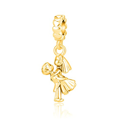 Bow Royal Crown Married Couple Wine Bottle Lock Key Arrow Heart Dangle Charm Bead for Pandora Bracelet … - style: Gold Marriage