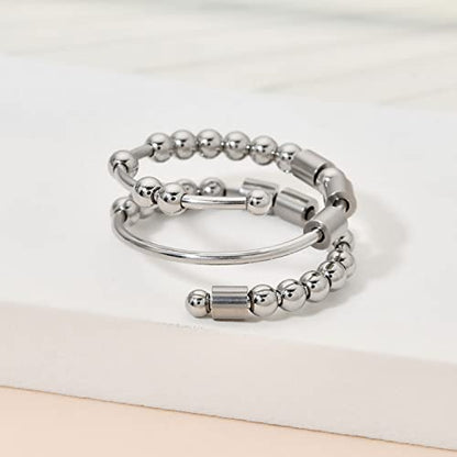Morse Code Rings for Women, Stainless Steel Spinner Ring Fidget Rings for Anxiety Ring Morse Code Rings Inspirational Gifts Jewelry Women Birthday Graduation Gifts for Best Friends - style: 3 Best B*tches