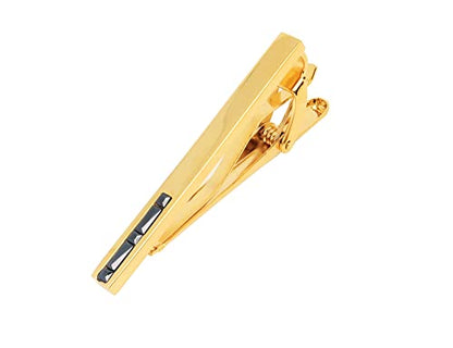 Men Crystal Tie Clip Tie Bar for Regular Necktie Silver In Gift Case | Purple/Blue/Red/Black/White Crystal Tie Pin for Men Business Anniversary Wedding Party Office Formal Daily Occasions Suit - style: Black Crystal Gold Plated Tie Clip