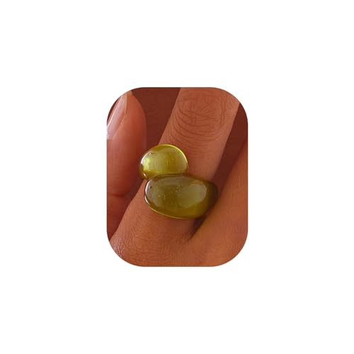 Chunky Resin Twist Stackable Ring for Women,Boho Cute Multicolor Thick Acrylic Statement Ring Trendy Aesthetic Y2k Colorful Knuckle Finger Jewelry - color: Green