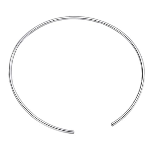 JAJAFOOK Minimalist Round Gold-Tone Bar Necklace Simple Fashion High Neck Choker Female King Neckwire - color: Silver