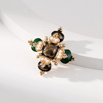Vintage Baroque Pearl Cross Brooch Pins for Women