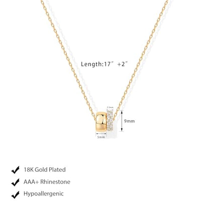 Luxval Diamond Pendant Gold Necklace for Women，Dainty 18k Gold Plated Choker Necklaces Simple Gold Jewelry Gifts for Women - color: Gold-rondelle