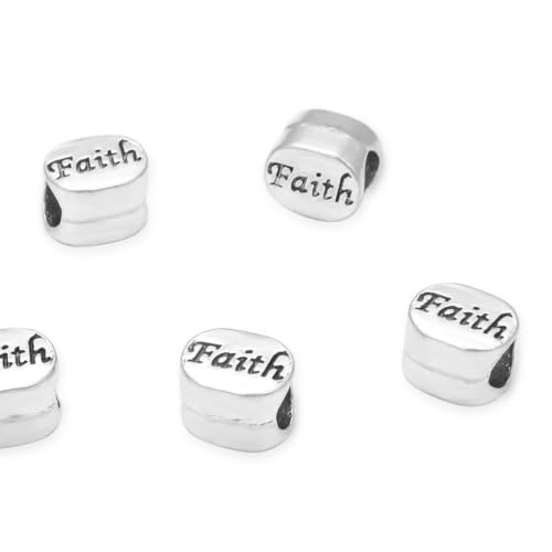 40pcs Faith Beads Large Hole Bead (4.5mm Hole) Antique Silver - size: Faith Bead