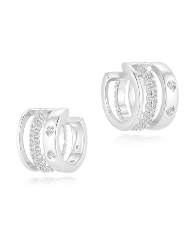Ear Cuff for Women, 14K Gold/White Gold Plated Ear Cuffs Non Piercing Hypoallergenic Jewelry Gift - color: triple stack silver