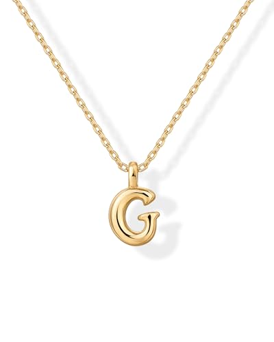 PAVOI 14K Gold Plated Dainty Chunky Bubble Initial Letter Pendant Necklace for Women | Alphabet Letter Necklace - style: - G