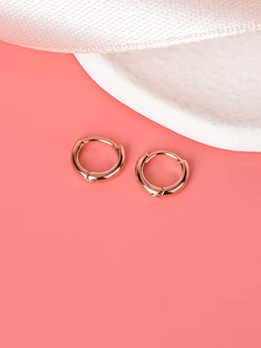 Mini Tiny Huggie Hoop Earrings Top Upper Ear Cartilage Forward Helix Cuff Plain Simple 925 Sterling Silver Gold 9mm 8mm 7mm 6mm 5mm Hoop Earrings - color: Rose Gold-6mm