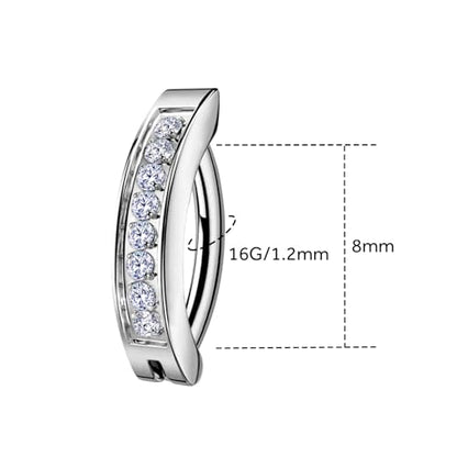 16G Labret Stud, G23 Titanium Vertical Labret Lip Piercing Jewelry, Gold Eyebrow Ring Clicker Belly Button Ring Hoop For Women Men - color: Silver, size: 8mm Clear CZ