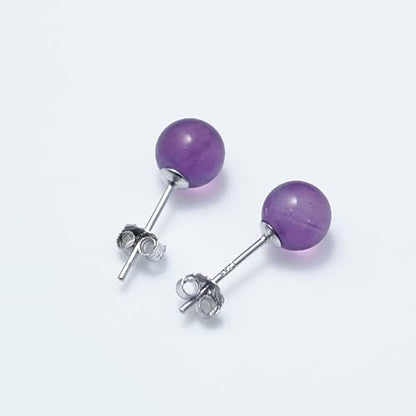 Natural Stone Studs Earrings Crystal Ball Birthstone Earrings Stud Fashion Sterling Silver Ear Jewelry Gift for Women Girl
