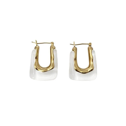 Chunky Acrylic Hoop Earrings Resin Geometric U Shape Hoop Earring Trendy Jewelry Gifts for Women - color: Transparent
