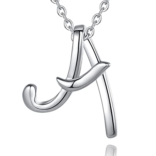 EUDORA Sterling Silver Initial Necklaces for Women, Classic 26 Letter Neckless Gifts for Girls, Sister, Mother Daughter, 18 inch Chain - style: A.