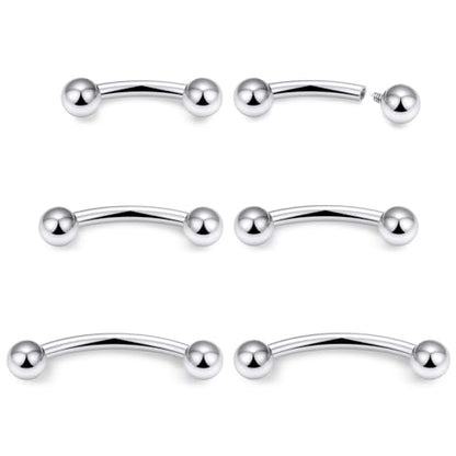 20G 18G 16G 14G 12G 8G 6G 4G 2G Astm F136 Titanium Internal Thread Eyebrow Piercing Jewelry Curved Barbell Vertical Labret Lip Daith Rook Earrings Navel Belly Button Ring Piercing Jewelry - style: 18G, 6mm 8mm 10mm Length, Ball