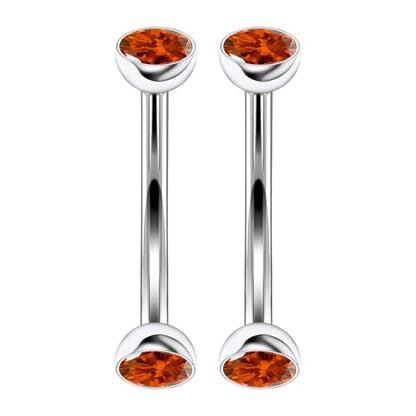 16G Astm F136 Titanium Eyebrow Piercing Jewelry Curved Barbell Eyebrow Ring Vertical Labret Lip Jewelry Daith Rook Earrings Navel Small Belly Button Ring Piercing Jewelry for Women Men CZ - style: 16G, 10MM Length, Round Orange CZ