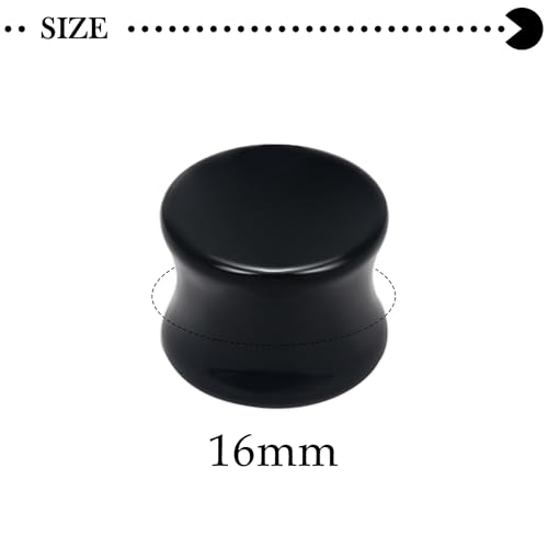 6G-30mm Solid Acrylic Black Gauges for Ear lightweight Tunnels Double Flared Saddle Ear Plugs Tunnels Earrings for Women Men - color: 16mm = 5/8 inch