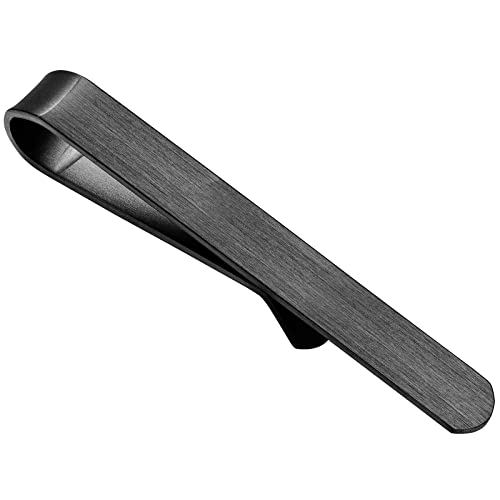 HAWSON Skinny Tie Clip Bar Set, 2 Inch Tie Clip for Men - Wedding, Meeting, Party Gift Set - color: 1 PCS Black Brushed
