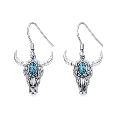 Dorunmo s925 Sterling Silver Western Dangle Drop Earrings Birthday Jewelry Gifts for Women - style: Turquoise Cow