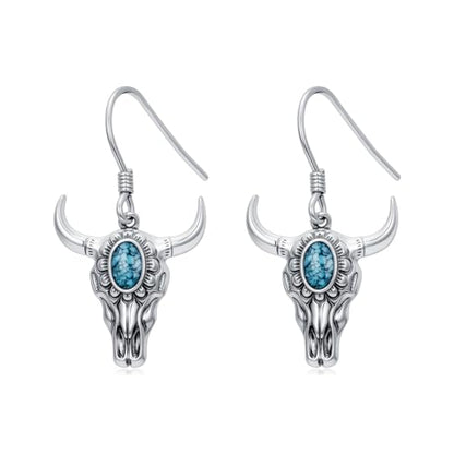 Dorunmo s925 Sterling Silver Western Dangle Drop Earrings Birthday Jewelry Gifts for Women - style: Turquoise Cow