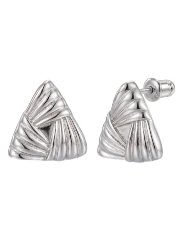 MUMREUES Chunky Gold Earrings for Women Trendy 14K Gold Plated Statement Triangle Stud Earrings Hypoallergenic Lightweight Vintage Geometric Drop Earring Jewelry Gifts - color: Gacia & Silver