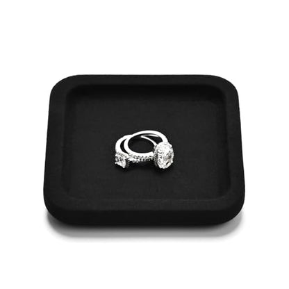 Microfiber Jewelry Trays Stackable Ring Earring Bracelet Necklace Bangle Watch Display Tray Drawer Organizer 3.93 * 3.93 * 0.59inch (Black - color: Black, size: 10*10cm Tray