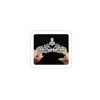 Wedding Crystal Tiara for Women Elegant Bridal Pearl Rhinestone Crown Swan Queen Princess Costume Crown Star Crystal Headpiece Accessory for Cosplay Birthday Party - color: Swan 2-silver