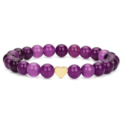Healing Bracelet For Women Anxiety Beaded Bracelets Jewelry Healing Stone Crystal Bracelet Stress Relief Yoga Beads Chakra Bracelets Gifts For Women pink - color: Heart-Amethyst