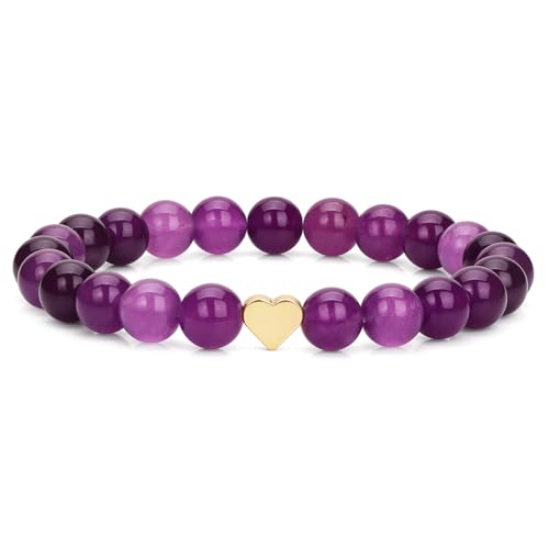 Healing Bracelet For Women Anxiety Beaded Bracelets Jewelry Healing Stone Crystal Bracelet Stress Relief Yoga Beads Chakra Bracelets Gifts For Women pink - color: Heart-Amethyst