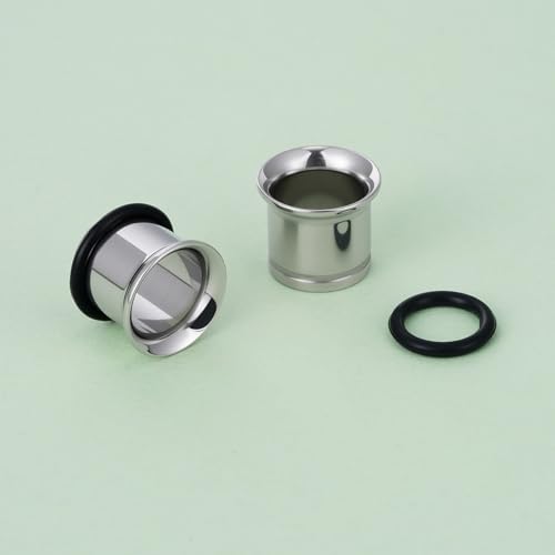 TBOSEN Precise Dimensions Stainless Steel Set Double|Single Flare Tunnel Screw Gauge Ear Expander Stretching Kit Piercing Mixed Size - color: Silver-Single Flare, size: 9mm