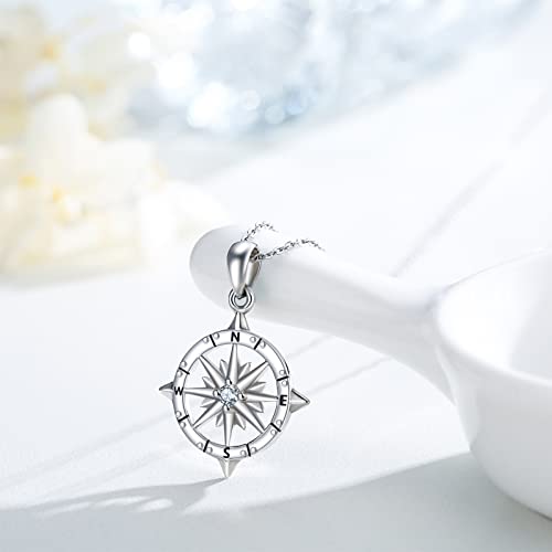 Sterling Silver Graduation Compass Anchor Necklace with Jewelry Box | Nautica,l Hope, Dream,Inspirational,Good Luck,Travel,Journey,Safety,Daily,Birthday, Graduation,Hypoallergenic - style: 01-Compass （Silver ）