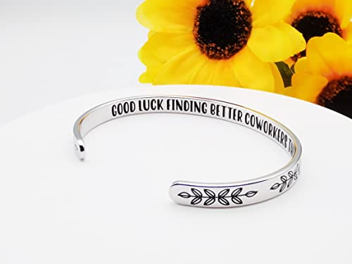 Dczosily Inspirational Bracelets for Women Stainless Steel Cuff Bracelet Engraved Jewelry Motivational Bangles Personalized Gifts for Best Friend/Mom - style: Coworkers-GOOD LUCK FINDING BETTER COWORKERS THAN US!